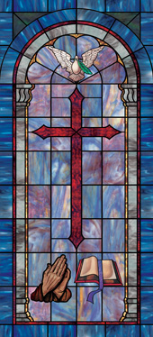 Decorative stained glass church window film cross designs IN5