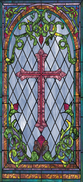 Decorative stained glass church window film cross designs IN29