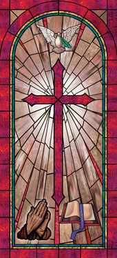 Decorative stained glass church window film cross designs IN51