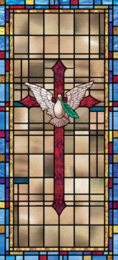 Decorative church window film cross design