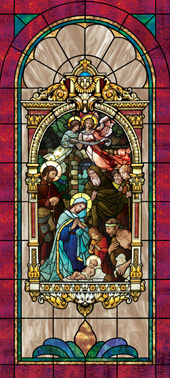 Decorative church stained glass window deluxe medallion film design IN-4