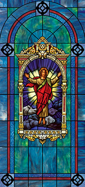 Decorative church stained glass window deluxe medallion film design IN-18