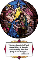 life of christ nativity stained glass medallion