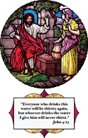 woman at the Well stained glass medallion cling