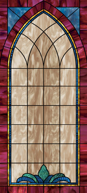 Decorative stained glass church window cling design