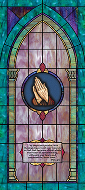 Decorative church window film cling medallion and scripture design IN17