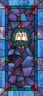 Decorative church window film cling medallion and scripture design IN46