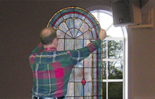stained glass church window film preinstalled on tempered glass