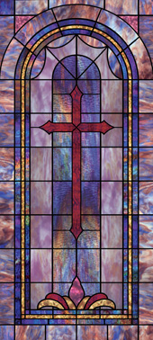 Decorative church window film clings cross design