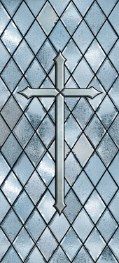 Stained glass church window film cross design