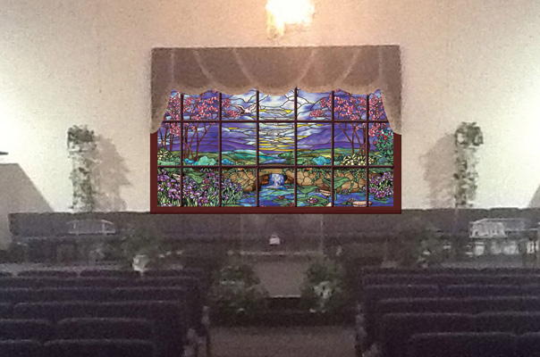 Decorative stained glass church window film custom design