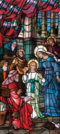 Jesus in the Temple stained glass window film design