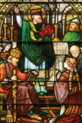 decorative stained glass window film religious medallion design