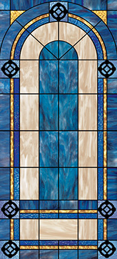 Faux stained glass window UV film design for churches