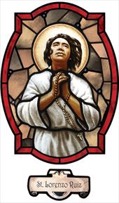 decorative stained glass window film saint Lorenzo Ruiz