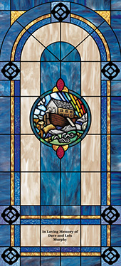 Decorative faux stained glass church window film medallion and scripture design IN11