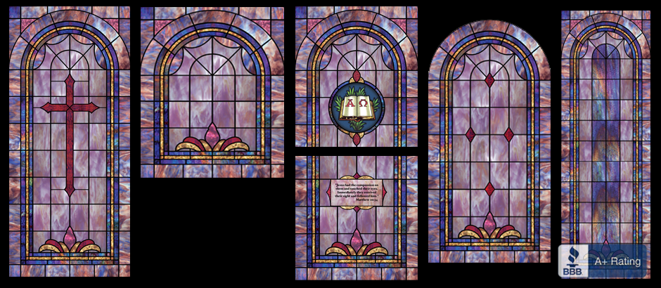 Stained Glass church Windows film Full Colour L14 Colour O Scale Langley Decals 